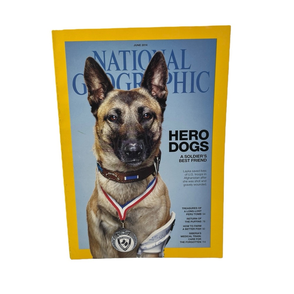 National Geographic Magazine‎ June 2014 Hero Dogs, Peru Tomb, Puffins, Fish